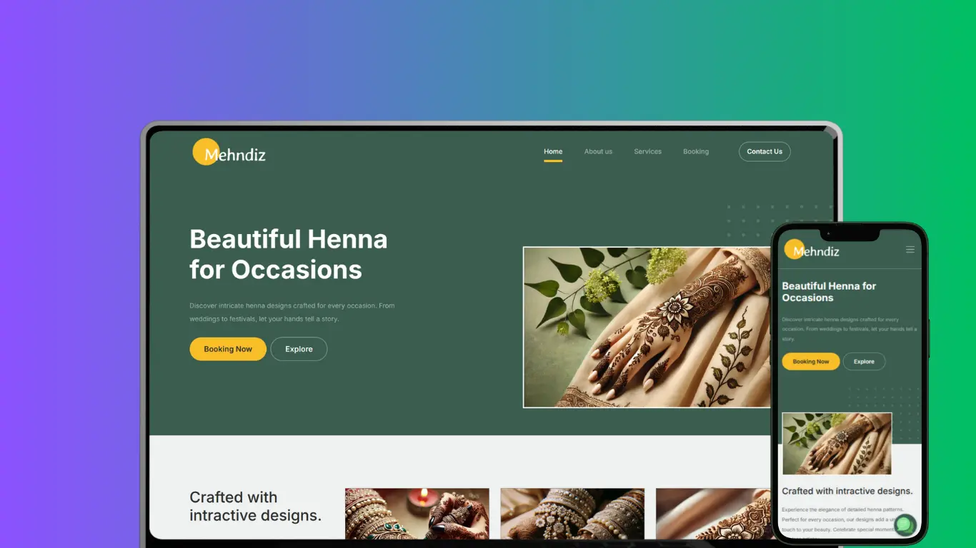 Mehndiz Online Mehndi Booking Platform - Web Application by Vishal Nagar